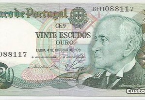 Espadim - Nota de 20$00 de 1978 - Nova