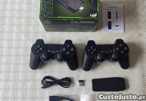 Consola de jogos retro com 2 comandos sem fio ligação hdmi