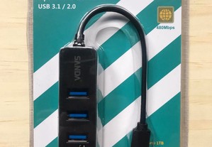 HUB Type-C (USB-C) com 3 portas USB + leitor de cartões SD e TF