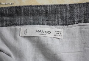 Vestido cinza 100% algodão com alças e folhinhos no fundo MANGO t. XS