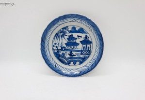 Prato 14cm porcelana Chinesa Fluvial Pagodes XIX