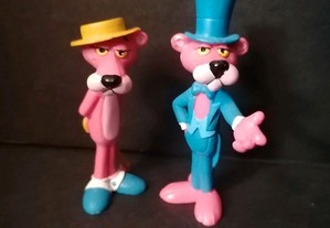 2 bonecos em plástico com a figura Pantera cor de Rosa, figura criada por Friz Freleng nos anos 60