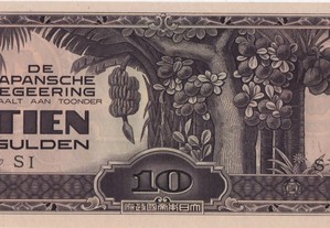 Nota Timor 10 Gulden n/d (1942) - mbc/mbc+ - Invasão Japonesa da II Guerra Mundial