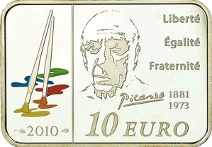 França 10 euro prata proof - Pablo picasso 2010