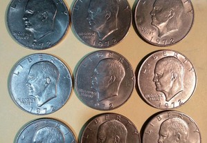 Moedas de 1 dólar Eisenhower 1972P e D dos EUA