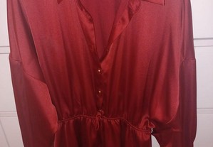 Vestido vermelho acetinado da Zara novo