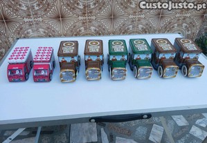 8 camies 2 da coca cola,e 6 com musica com tampa de abrir em cima