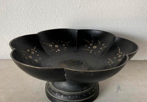 Fruteiro / centro de mesa japonês em bronze e prata do Sec. XIX