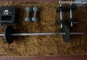 Halteres de 5 kg, barra com discos , halteres com 6g