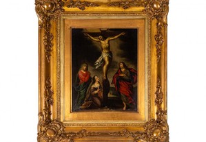 Pintura italiana Crucificação Cristo século XVII
