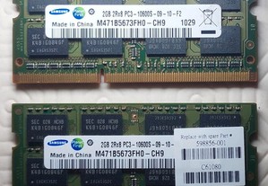Memórias DDR3 Samsung 2x2GB PC3 10660s (KIT) = 4GB