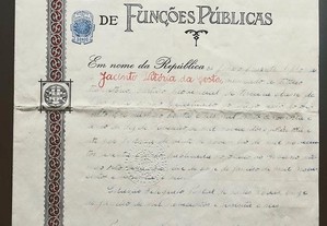 Antigo original Diploma de Funções Públicas 1966 de carteiro Torres Novas
