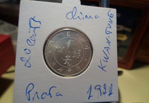 Moeda China 20 Cents Prata 1921 Kwang-TUNG