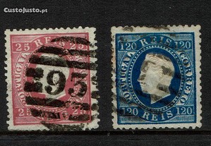 Selos de Portugal 1870/76-Afinsa 40 e 44 Usados