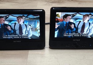 leitor DVD portátil de dois écrans para automóvel casa ou ferias