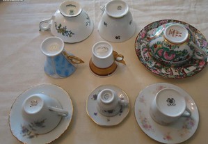 Vários conjuntos de chávenas antigos Macau- Candal China -DR -Royal porcelanas
