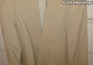 Blazer bege aberto com linho da Zara