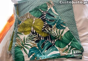 capa de edredon tons verde dupla face cama solteiro