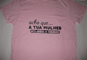 T-shirt com piada/Novo/Embalado/Rosa/Modelo 16
