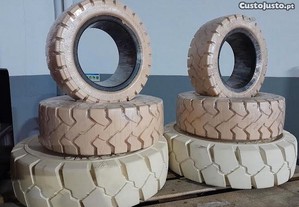 pneus empilhador linde e25-02 maciços brancos