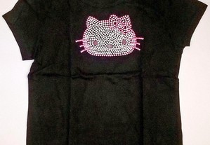 T-Shirt Preta Hello Kitty, Nova
