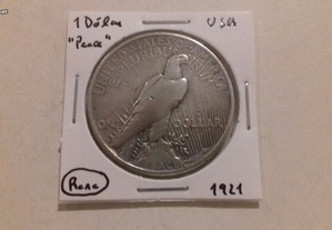 Moeda 1 "Peace" Dólar USA 1921 - Rara