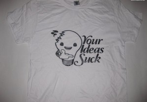 T-shirt com piada/Novo/Embalado/Branca/Modelo 7