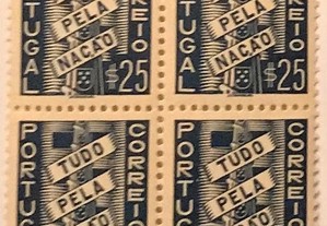 Quadra de selos novos $25 - Tudo pela Nação - 1935