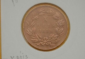 390 - Luís I: X réis 1882 bronze, por 16,00