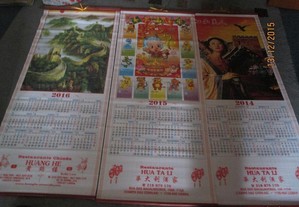 3 calendários de parede chineses