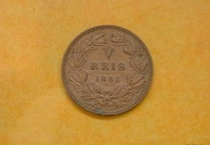 389 - Luís I: V réis 1882 Bronze, por 4,00