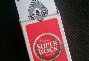 Baralho com 53 cartas de jogar com a publicidade da marca de cerveja SUPER BOCK