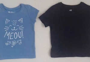 três t-shirts: unissexo, para 1 a 3 anos, em ótimo estado, só a 1E