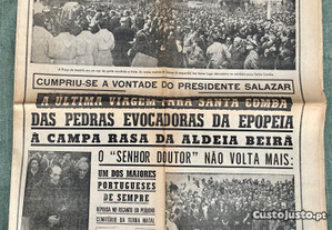 A vontade do Presidente Salazar jornal Diário de Notícias de 31 de julho de 1970