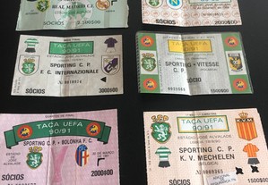 Conjunto 13  bilhetes antigos(12 do Sporting+1 Final Sub20)