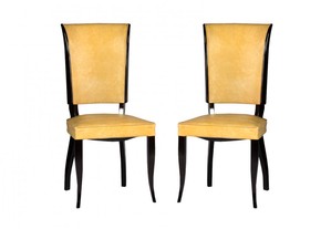 Cadeiras jantar vinil amarelo Jules Leleu Art Deco século XX
