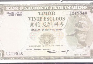 Nota Timor - Vinte Escudos 1967