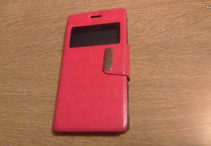 Flip Cover Capa Rosa Completa para Sony Xperia M2