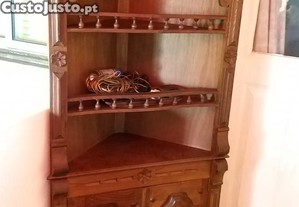 Móvel Cantoneira de Canto Apoio Madeira Maciça Trabalhada Vintage