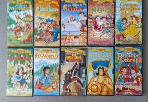 Coleção de Cassetes VHS com Histórias Infantis Clássicas Desenhos Animados