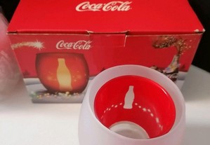 Conjunto de 2 suportes em vidro para velas da marca Coca Cola, novo