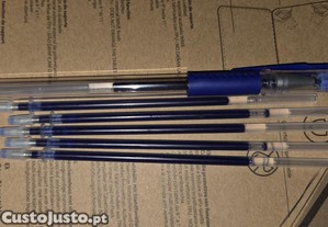Caneta de gel azul + recargas