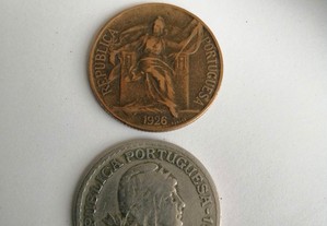 2 moedas as mais difíceis de 1 escudo, 1926 e 1935