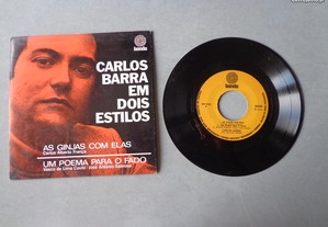 Disco vinil single - Carlos Barra em dois estilos