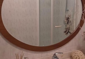 Espelho de casa de Banho oval em madeira de mogno