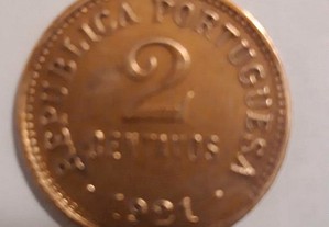 Moeda 2 centavos bronze 1921