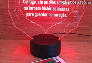 Acrílico LED  Guardar no Coração  Personalizado 19cm