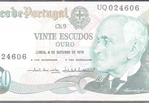 Nota Vinte Escudos 1978 - Ch.9 UQ024606