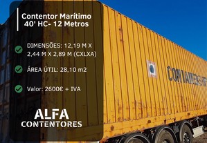 Contentor Marítimo 40' HC - 12 Metros Altura Extra