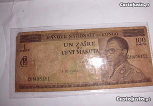 1 Zaire ou 100 makutas 1970